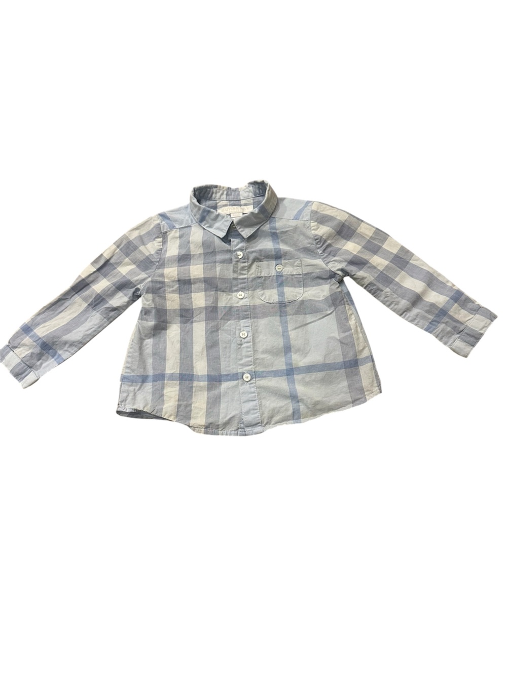 Burberry Blue Nova Check Plaid Button Down Shirt Size 12 Months